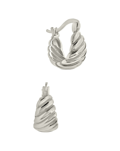 Sterling Forever Silver Croissant Dome Hoops In Gray