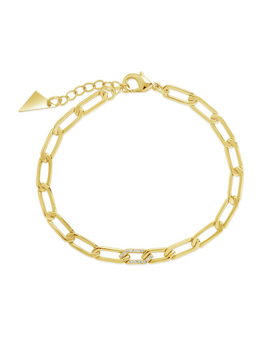 Sterling Forever 14k Plated Cz Kinsley Bracelet In Gold