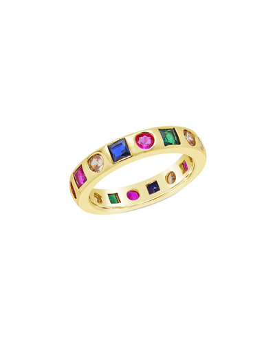 Sterling Forever Courtney Cz Rainbow Band Ring In Gold