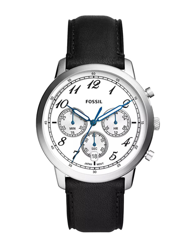 Fossil Men's Neutra Chronograph Black Leather Watch 44mm In Silver