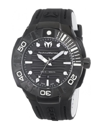 Technomarine Men's Reef Black Dial Watch In Black / Orange