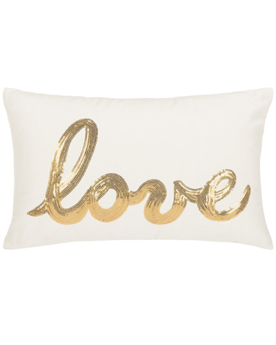 Safavieh First Comes Love Pillow In Gold