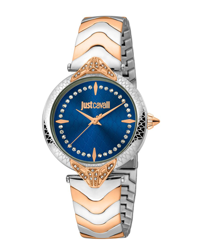 Just Cavalli Animalier Quartz Blue Dial Ladies Watch Jc1l238m0115 In Two Tone  / Blue / Gold Tone / Rose / Rose Gold Tone