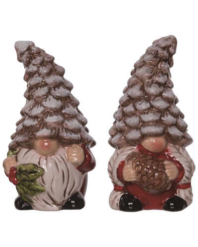 Transpac Set Of 2 Dolomite 4.25in Multicolor Christmas Rustic Gnome Salt & Pepper Shakers