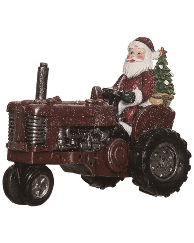 Transpac Resin 9.8in Multicolor Christmas Tractor Santa Figurine