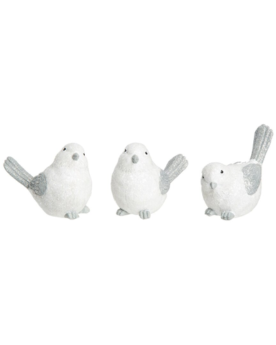 Transpac Set Of 3 Resin 4in White Christmas Wing Bird Figurine
