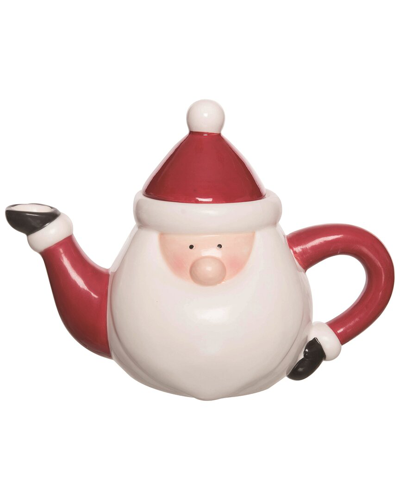 Transpac Dolomite 9in Multicolor Christmas Santa Teapot