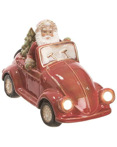 Transpac Ceramic Multicolor Christmas Light Up Santa Car Decor In Red