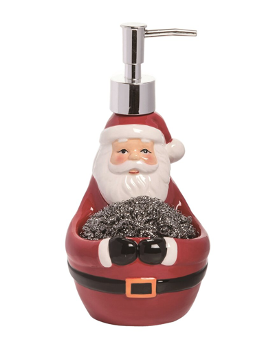 Transpac Dolomite 7.95in Multicolor Christmas Santa Soap & Sponge Holder