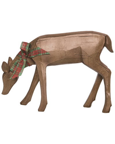 Transpac Resin 9.5in Brown Christmas Carved Doe Reindeer Figurine