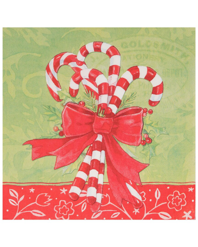 Transpac Set Of 20 Paper 6.5in Multicolor Christmas Candy Cane Napkin