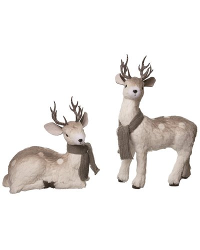 Transpac Set Of 2 Foam 19.69in White Christmas Winter Fauns