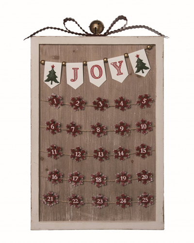 Transpac Wood Brown Christmas Joy Countdown Calendar