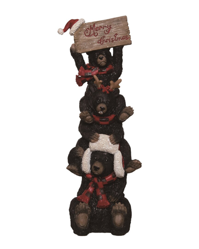 Transpac Resin 13.25in Multicolor Christmas Bear Stack Figurine