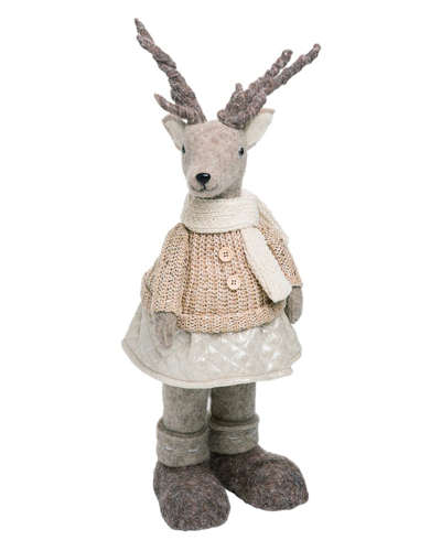 Transpac Foam 21.26in Multicolor Christmas Glitzy Deer Girl Figurine