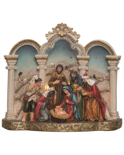 Transpac Resin 10.75in Multicolor Christmas Colorful Light Up Ornate Nativity