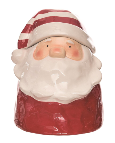 Transpac Dolomite 9.65in Multicolor Christmas Peeking Santa Cookie Jar