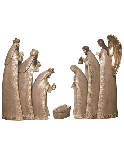 Transpac Set Of 7 Resin 11in Bronze Christmas Elegantly Minimal Nativity