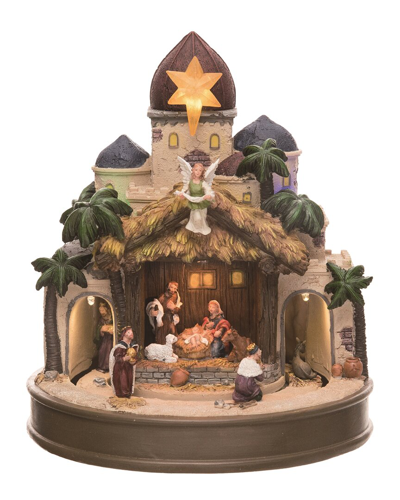 Transpac Resin 11.5in Multicolor Christmas Light Up Musical Nativity