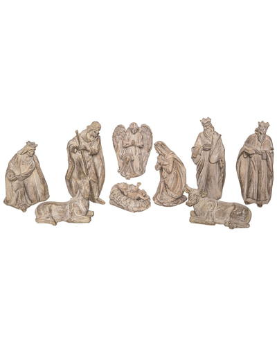 Transpac Set Of 9 Resin 7in Off-white Christmas Rustic Nativity Figurines