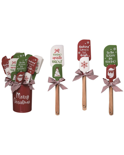 Transpac Set Of 12 Rubber 12.8in Multicolor Christmas Santa Snow Holiday Spatula Gift