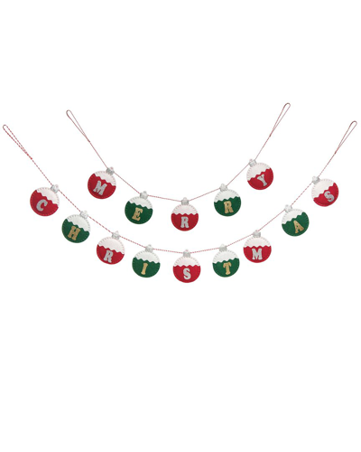Transpac Set Of 2 Polyester 60in Multicolored Christmas Merry Holiday Statement Banner Ornament