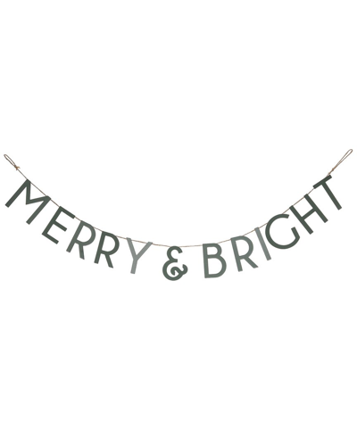 Transpac Metal 39.37in Grey Christmas Merry & Bright Banner