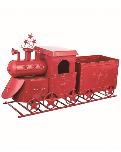 Transpac Metal 31.5in Red Christmas Enamel Star Train