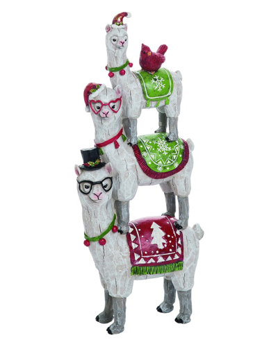 Transpac Resin 12in Multicolor Christmas Merry Stacked Llama