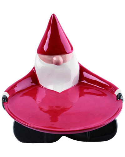 Transpac Dolomite 12in Red Christmas Gnome Santa Platter