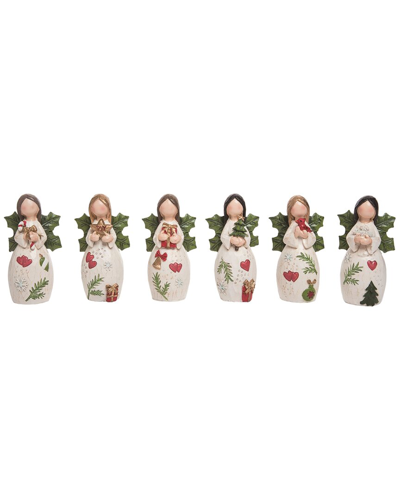 Transpac Set Of 6 Resin 4.21in Multicolor Christmas Blessed Angels