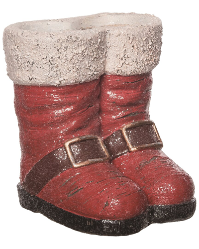 Transpac Resin 9.5in Red Christmas Santa's Boot Container With Buckle