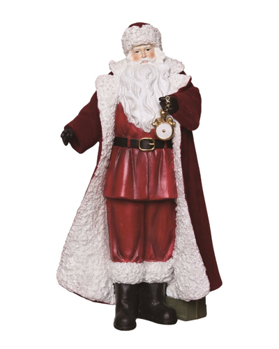 Transpac Resin 12.75in Multicolor Christmas Fuzzy Santa With Watch Figurine