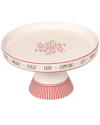 TRANSPAC TRANSPAC DOLOMITE 11.5IN MULTICOLOR CHRISTMAS SNOW STRIPES CAKE STAND