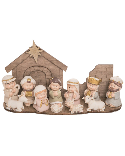 Transpac Set Of 12 Resin White Christmas Nativity Cuties