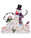 TRANSPAC TRANSPAC RESIN 9.25IN MULTICOLOR CHRISTMAS TRADITIONAL WIRE ARM SNOWMAN