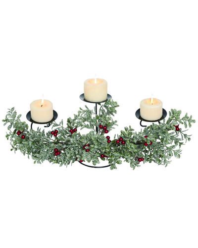 Transpac Artificial 24in Green Christmas Glitz Berry Candle Holder