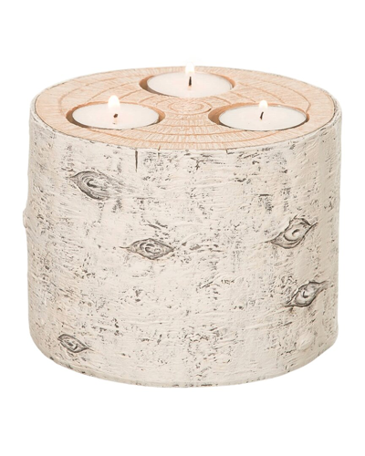 Transpac Resin 5.25in Off-white Christmas Birch Candle Holder