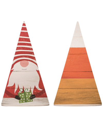 Transpac Wood Multicolored Christmas Changing Seasons Reversible Gnome & Candy Corn Porch Decor