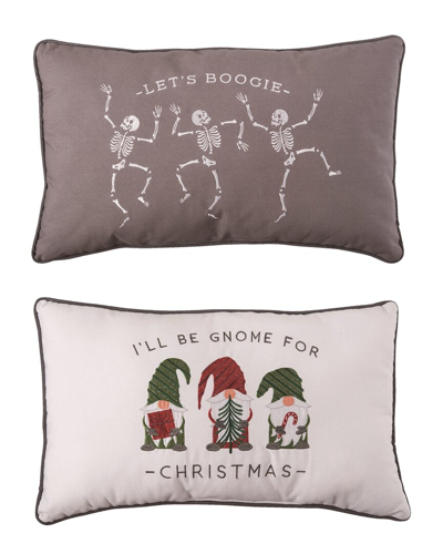 Transpac Polyester 20in Multicolor Christmas Reversible Gnome Bones Pillow