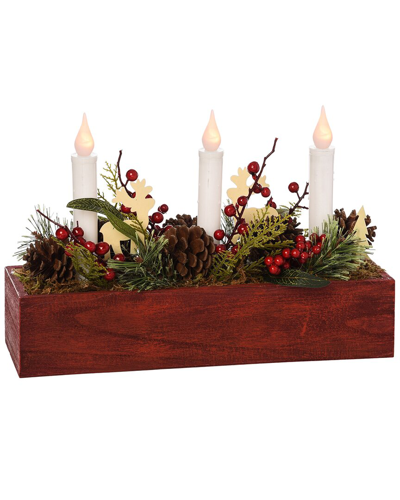 Transpac Artificial 14in Multicolor Christmas Triple Candle Box