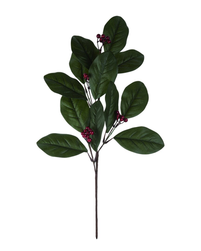 Transpac Artificial 24in Green Christmas Magnolia Leaves Spray