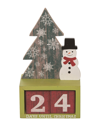 TRANSPAC TRANSPAC SET OF 3 WOOD 8IN MULTICOLOR CHRISTMAS BRIGHT ADVENT CALENDAR WITH BLOCKS