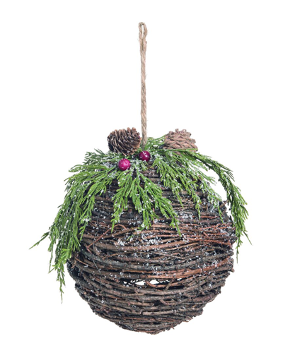 Transpac Natural Fiber 8in Multicolor Christmas Twig Wrapped Ball