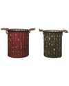 TRANSPAC TRANSPAC SET OF 2 METAL 14.5IN MULTICOLOR CHRISTMAS RUGGED BUCKETS WITH HANDLE