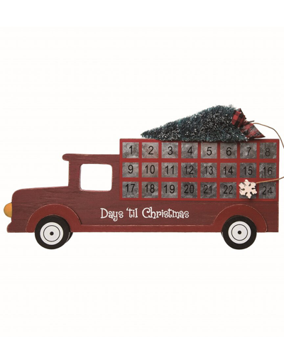 Transpac Wood 14in Multicolor Christmas Holiday Countdown Truck Decor
