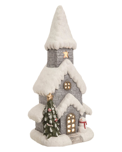 Transpac Resin 20.25in Multicolor Christmas Light Up Snowy Church