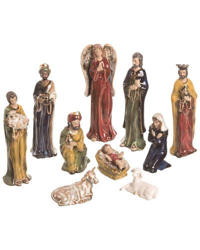 Transpac Set Of 11 Ceramic 10.5in Multicolor Christmas Painted Nativity