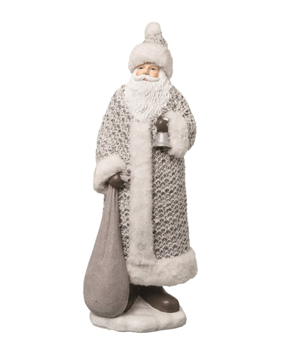 Transpac Resin Gray Christmas Snow Santa Figurine In Grey