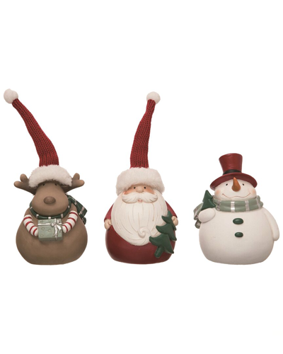 Transpac Set Of 3 Resin Multicolored Christmas Merry Character Figurines